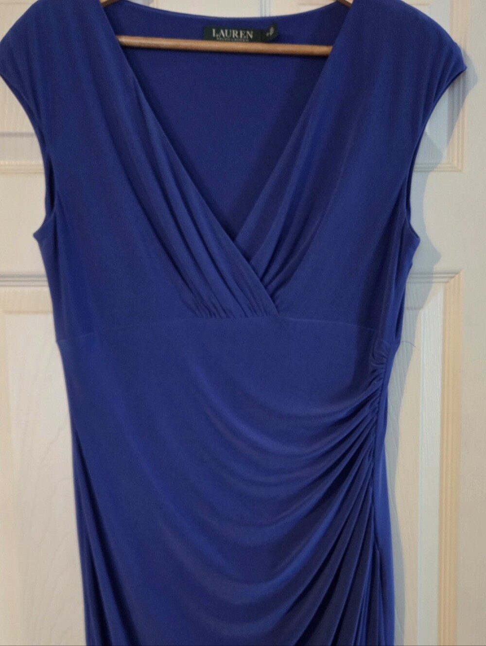 Ralph Lauren Sleeveless Surplice Midi Dress in Royal Blue